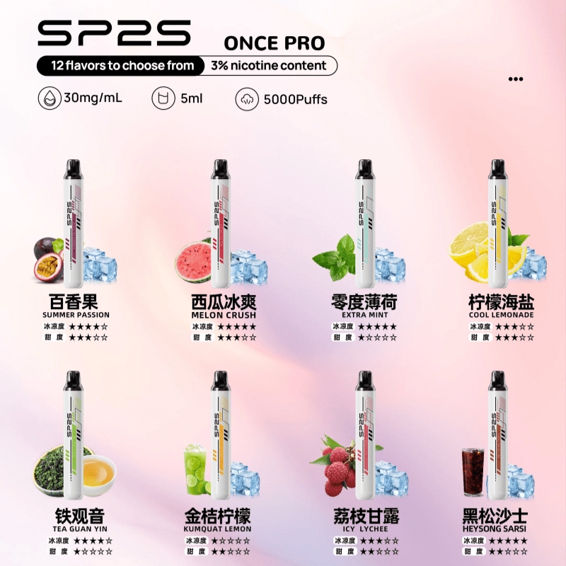 SP2S Once Pro 5000口拋棄式電子煙｜多口味現貨・免充電